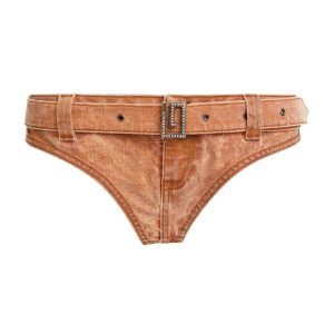 belted denim panty