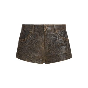 crackle leather shorts