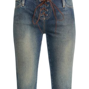 lace-up capri jeans