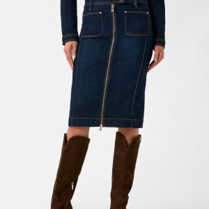 Denim midi skirt