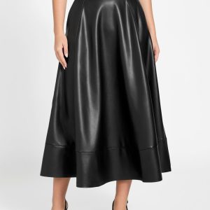 Delores Faux-leather Circle Skirt