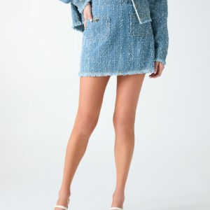Denim tweed skirt