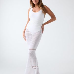 Openwork knitted long dress