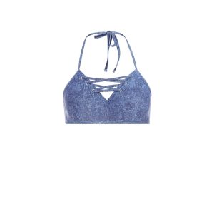Denim Print Triangle Swim Top