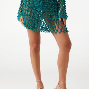 Pom Crochet Mini Skirt