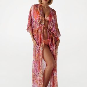 Long Silk-Blend Kimono
