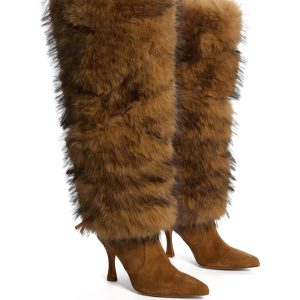 shearling high boots