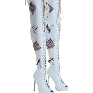 Knee-High Denim Boots