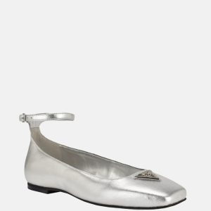 Metallic Ankle Strap Ballet Flats
