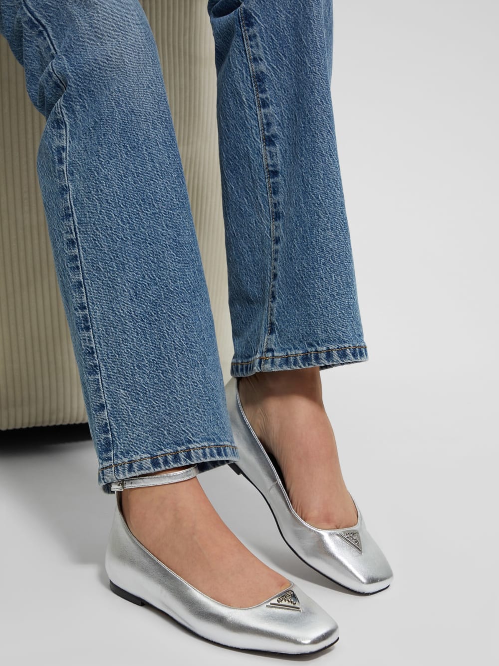 Metallic Ankle Strap Ballet Flats - Image 2
