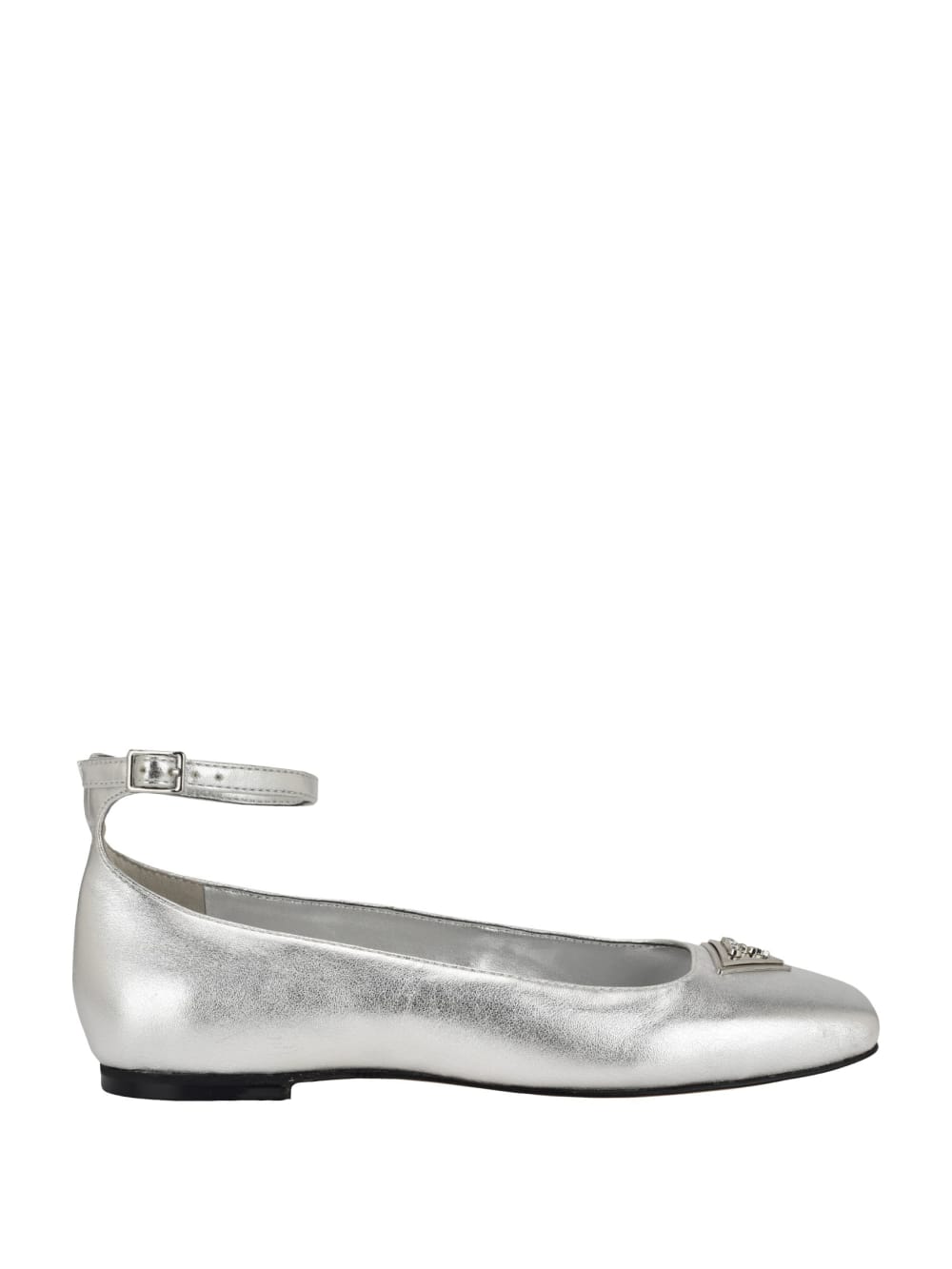 Metallic Ankle Strap Ballet Flats - Image 3