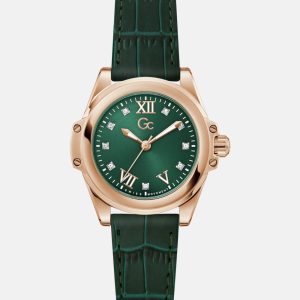 Gc Rose Gold-Tone Leather Watch