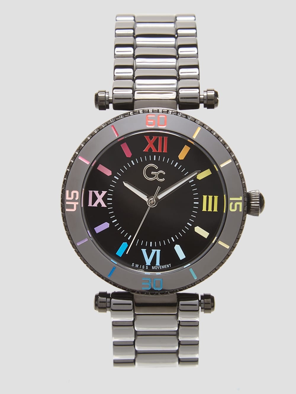 Gc Dark Silver and Rainbow Analog Watch