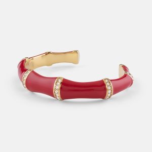 Gold-Tone and Red Bamboo Cuff