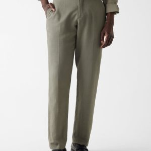Linen-blend slim pants