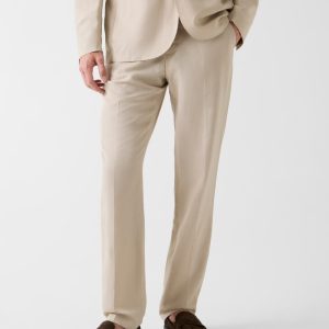 Linen-blend slim pants
