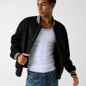 Faux suede bomber jacket