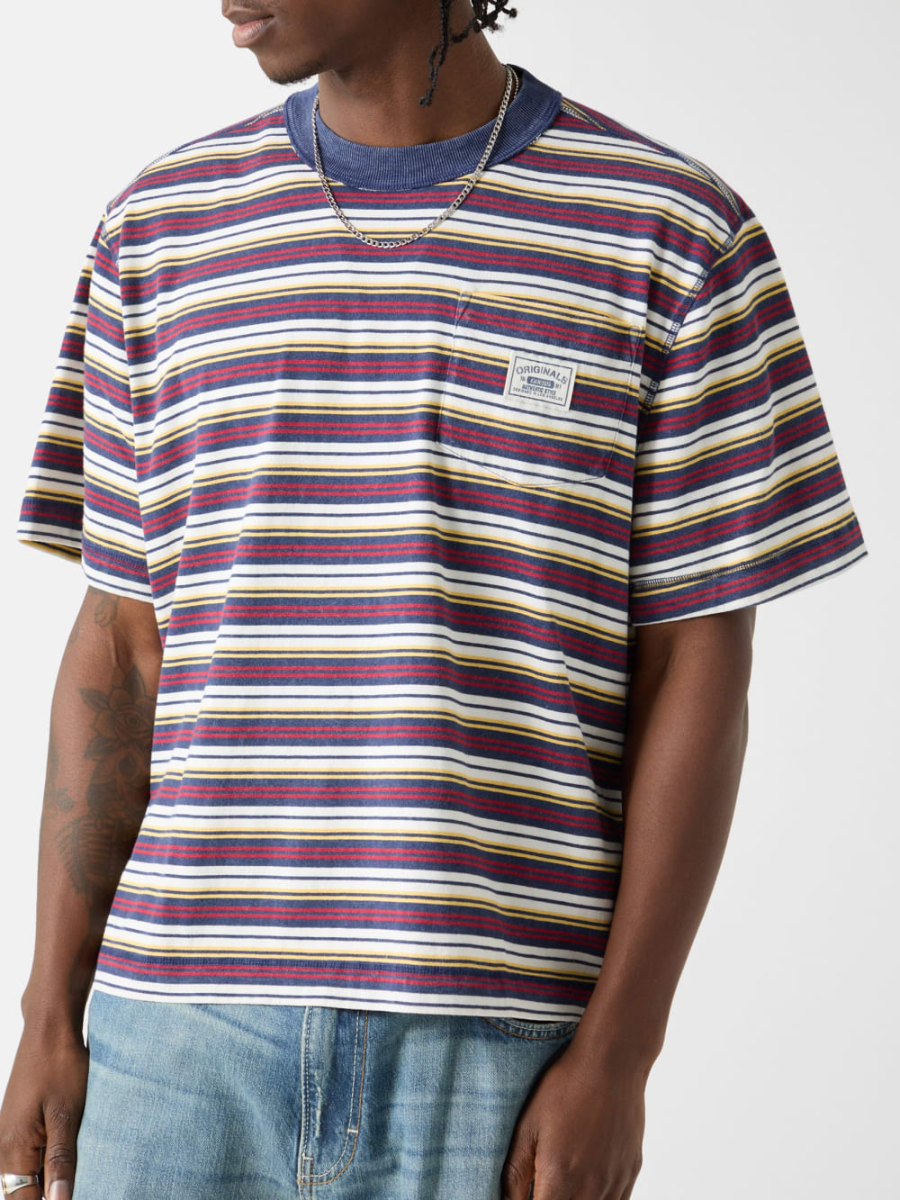 GUESS Originals Eco Striped Boxy Pocket Tee - Image 3