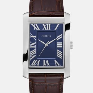 Silver-Tone and Navy Analog Watch