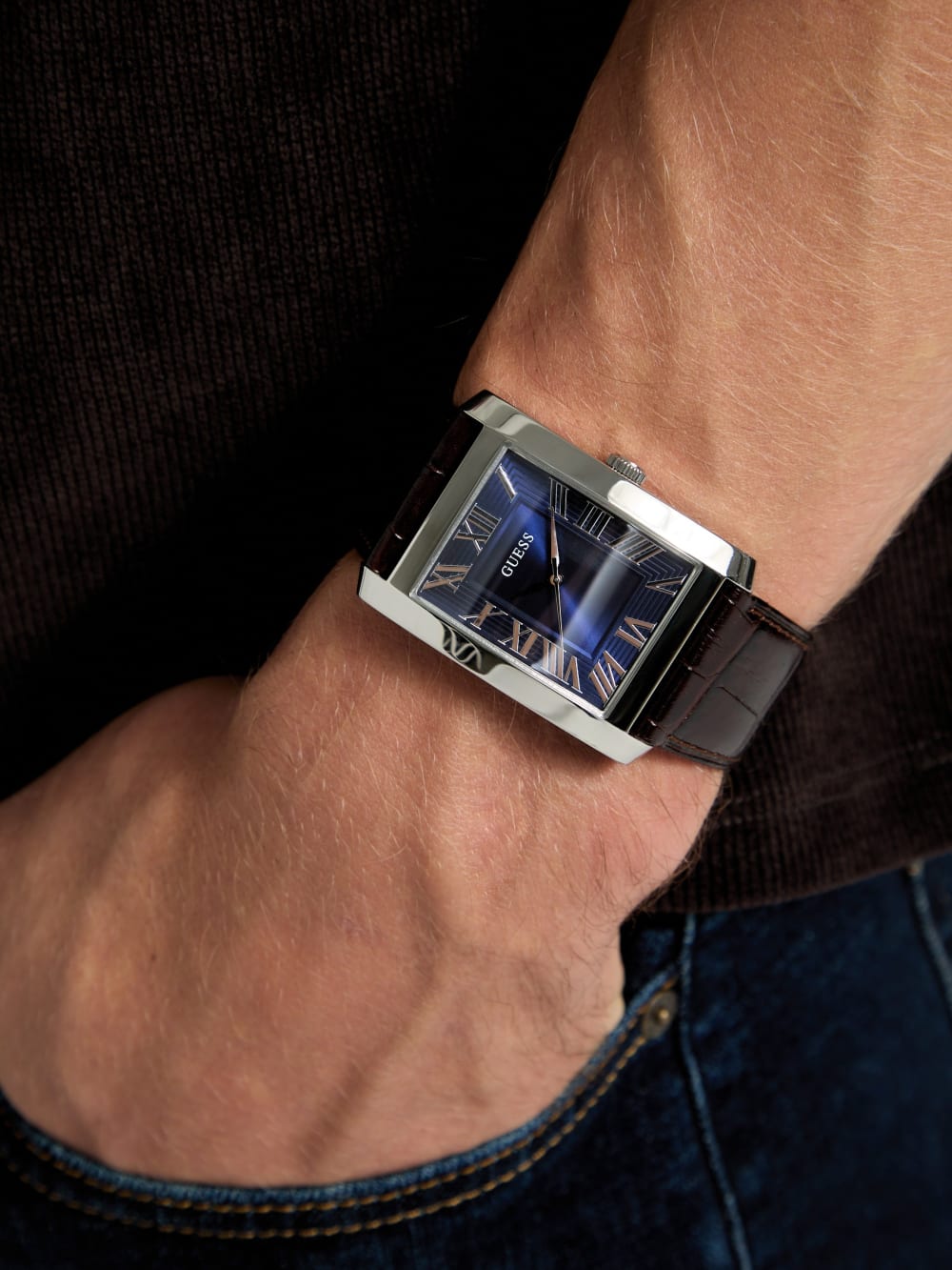 Silver-Tone and Navy Analog Watch - Image 2