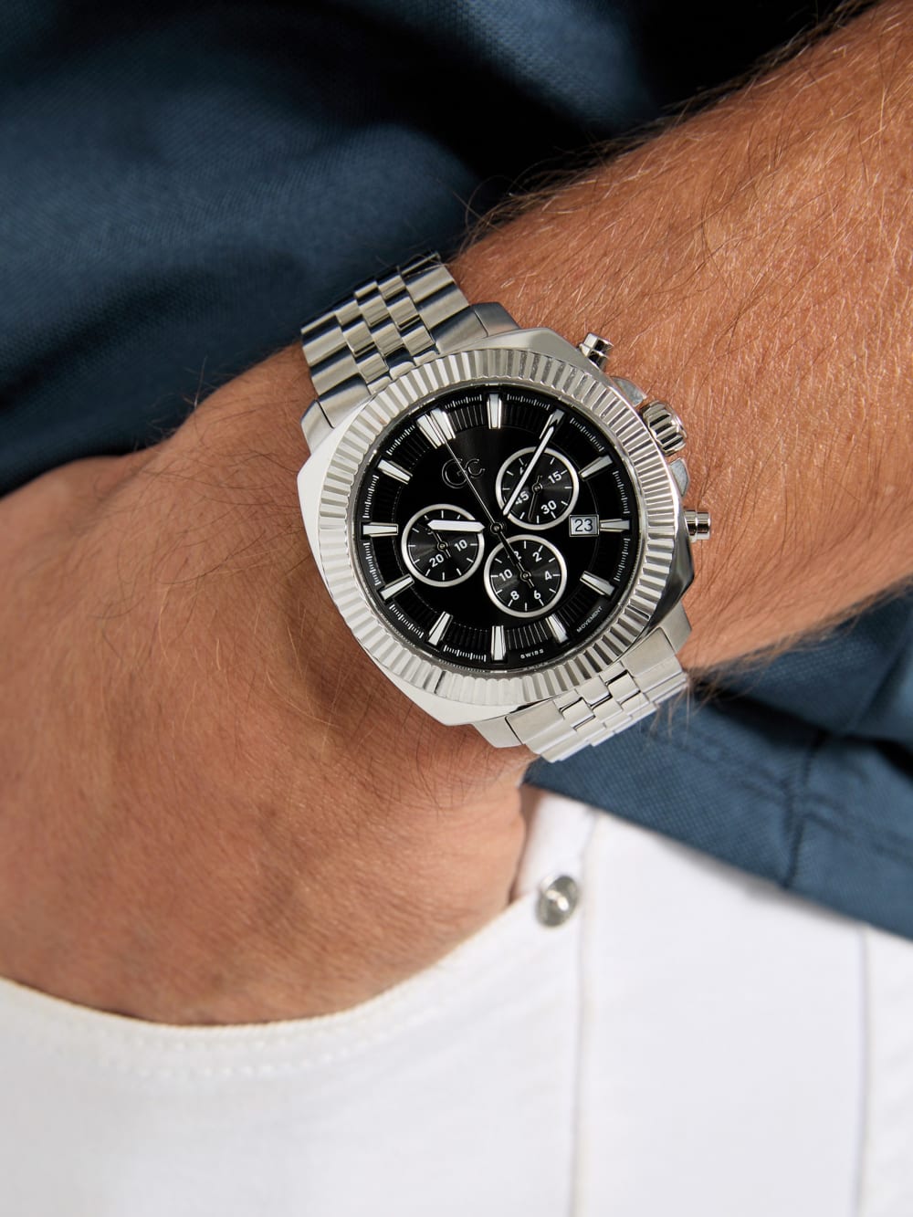 Gc Silver-Tone Chronograph Watch - Image 2