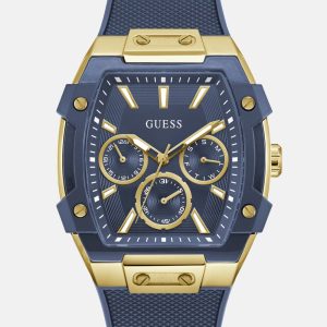 Gold-Tone and Blue Multifunctional Watch