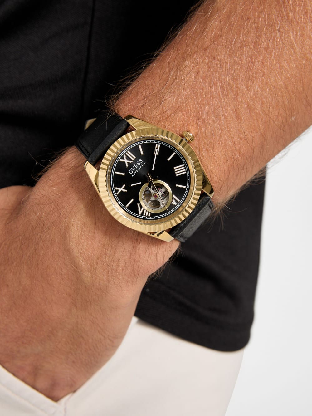 Gold-Tone Analog Leather Watch - Image 2