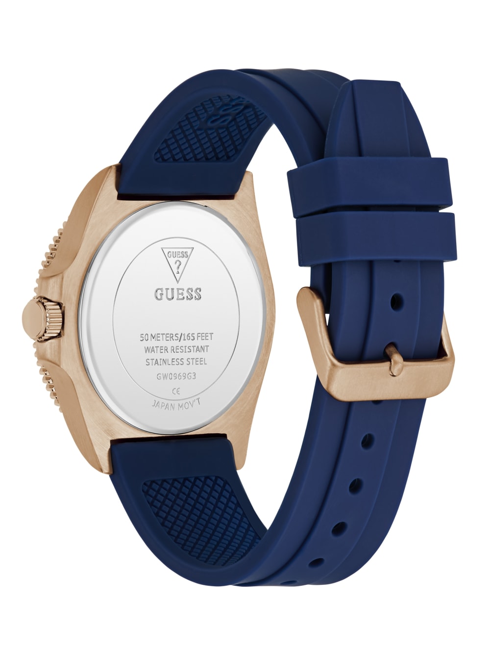 Rose Gold-Tone and Blue Silicone Analog Watch - Image 4
