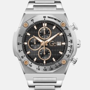 Gc Silver-Tone Chronograph Watch