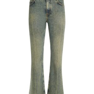 washed denim flare pant