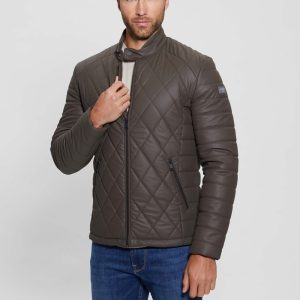 Diamond Quilted Faux-Leather Jacket