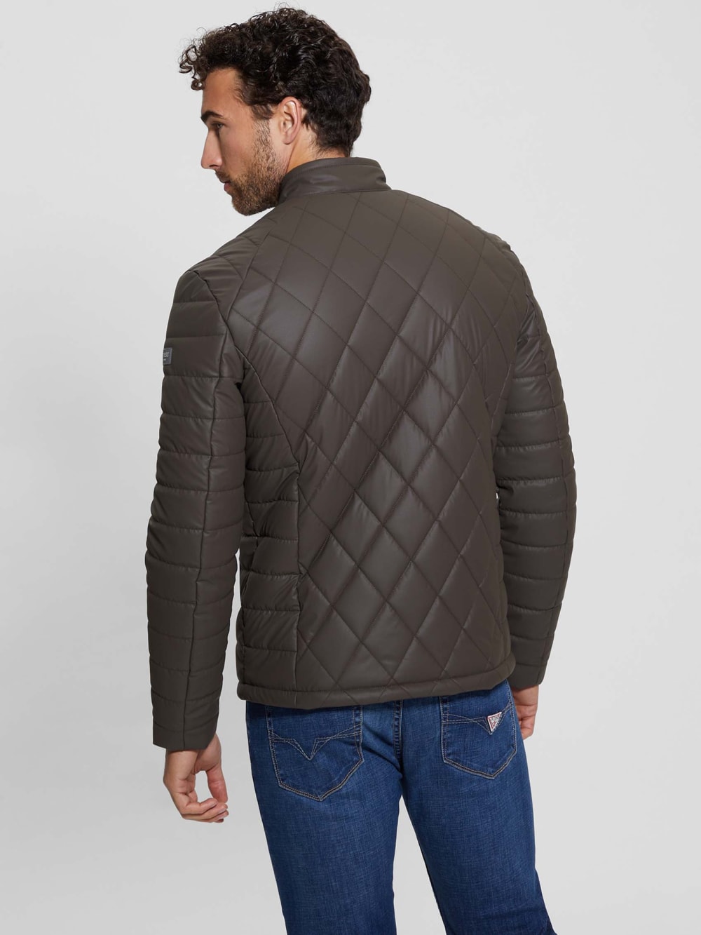 Diamond Quilted Faux-Leather Jacket - Image 5