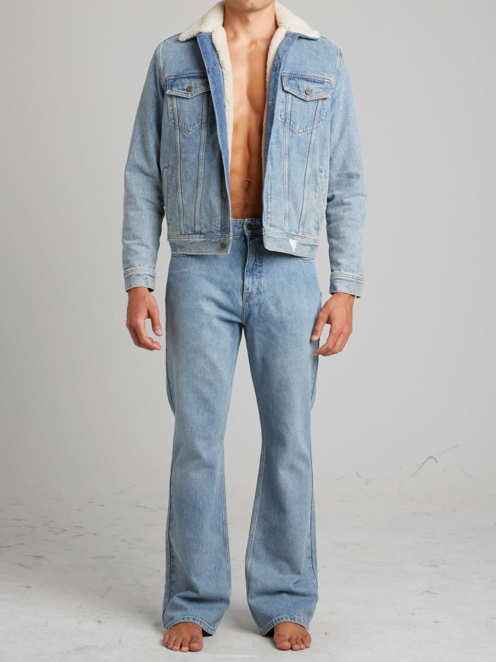 Blue Denim Sherpa Jacket - Image 2
