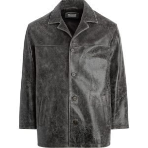 crackle leather coat