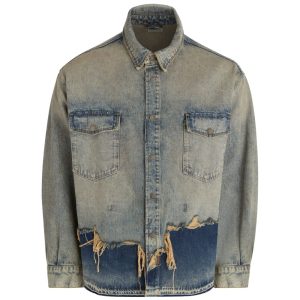distressed denim shirt jacket