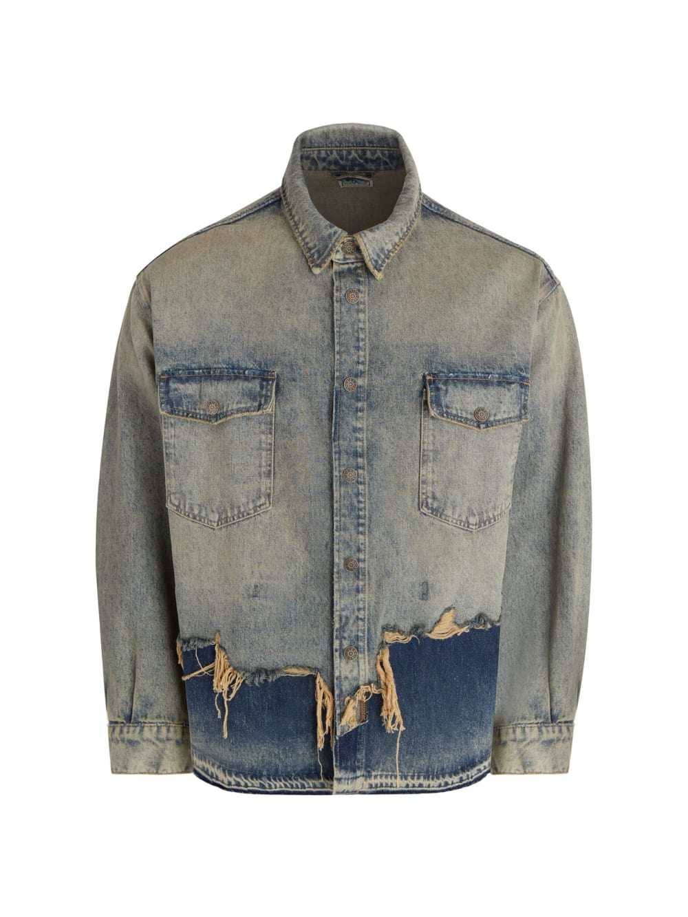distressed denim shirt jacket