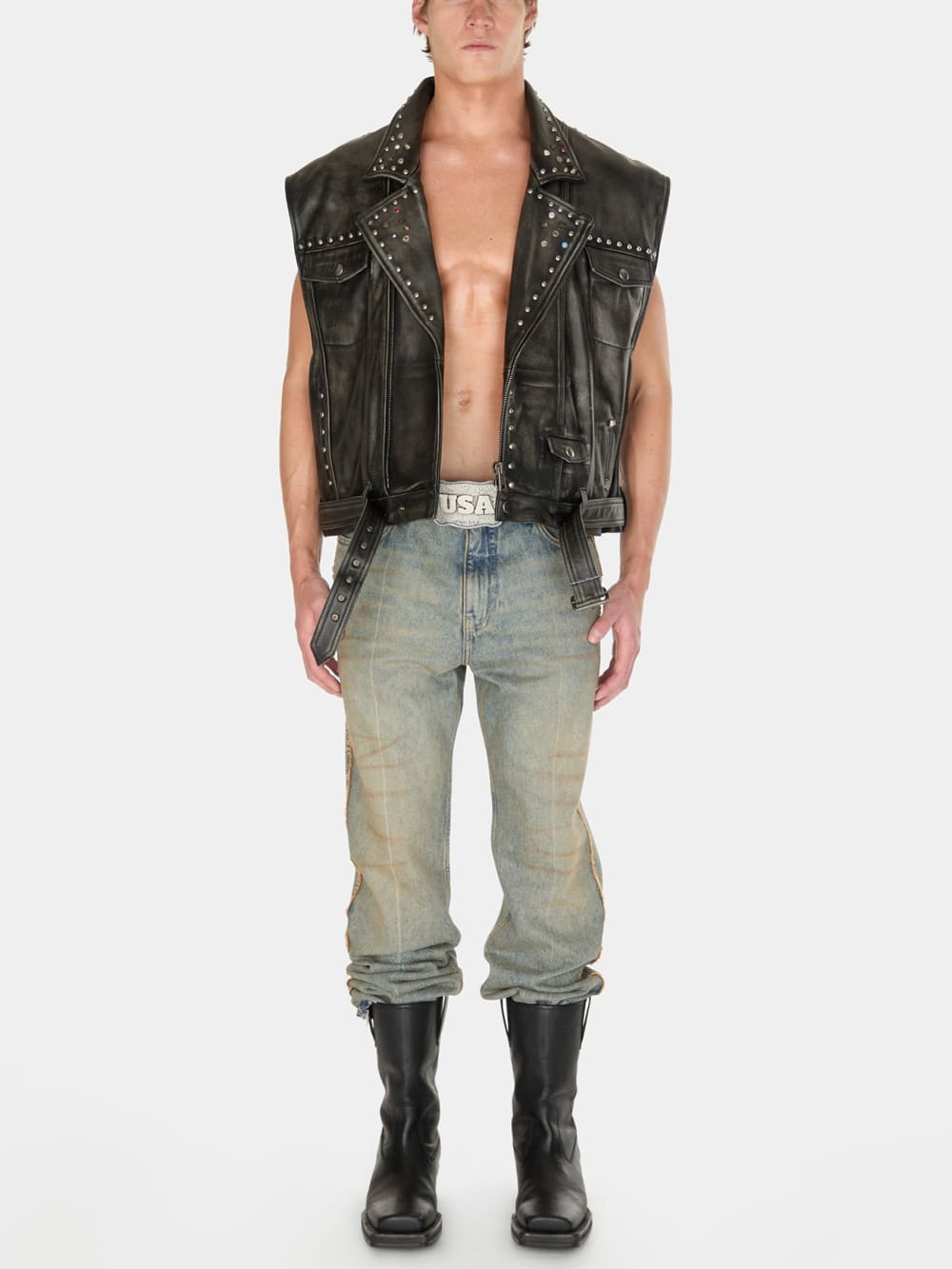 studded leather vest - Image 2
