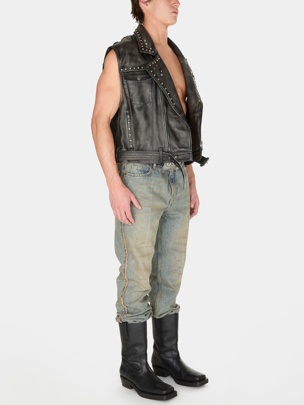 studded leather vest - Image 3