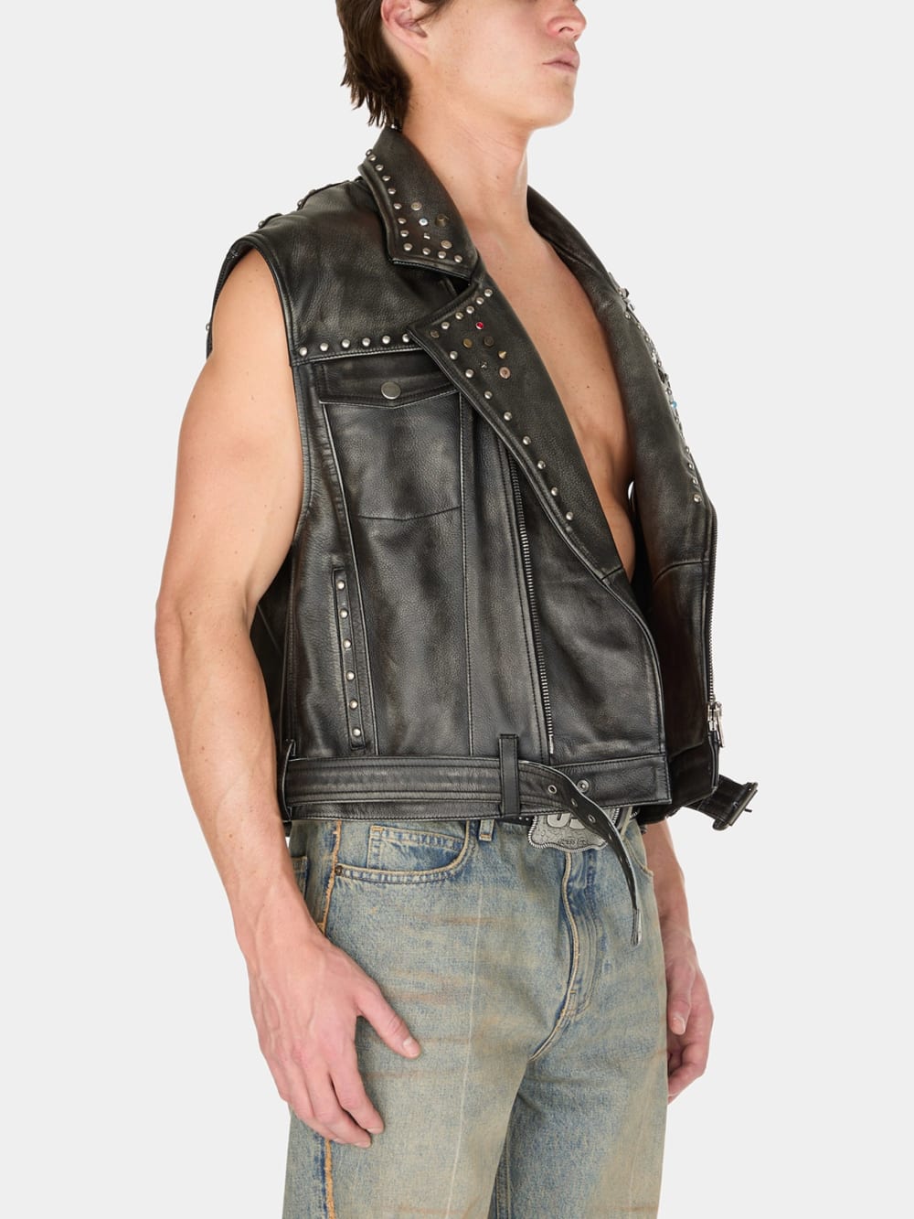 studded leather vest - Image 5