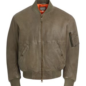 cropped leather flight jacket