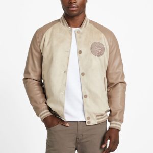 Eco Faux-Suede and Leather Varsity Jacket