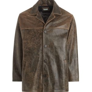 crackle leather coat