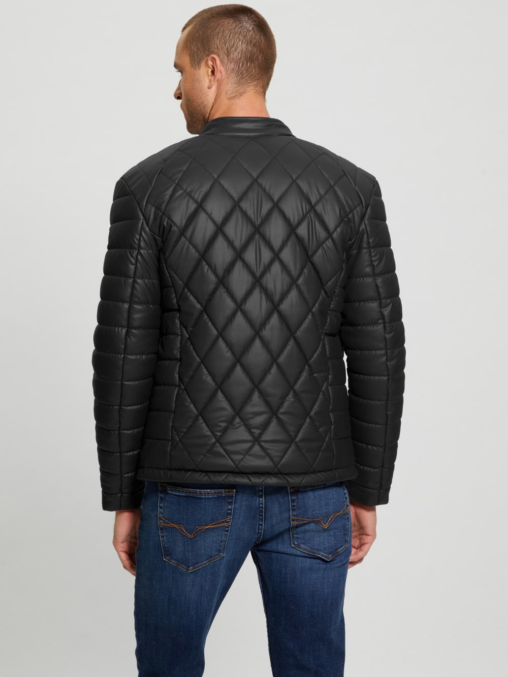 Diamond Quilted Faux-Leather Jacket - Image 6
