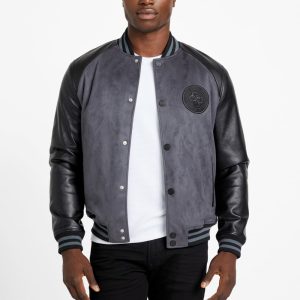 Eco Faux-Suede and Leather Varsity Jacket