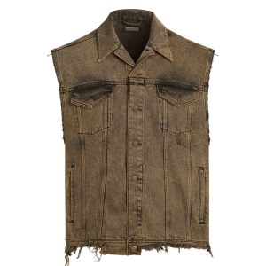 tinted denim trucker vest