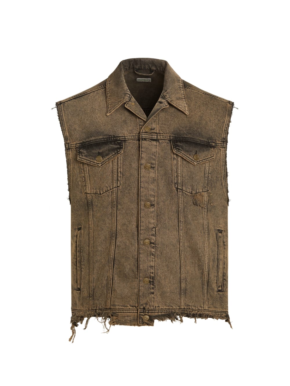 tinted denim trucker vest