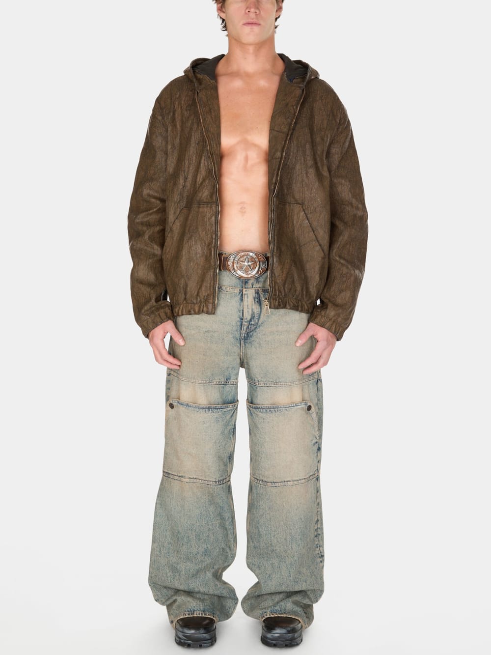 coated denim hooded jacket - Image 2