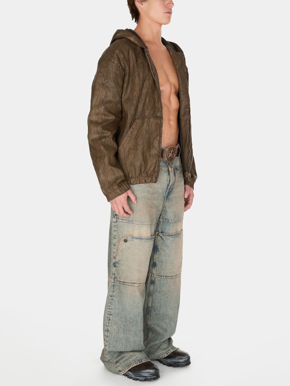 coated denim hooded jacket - Image 3