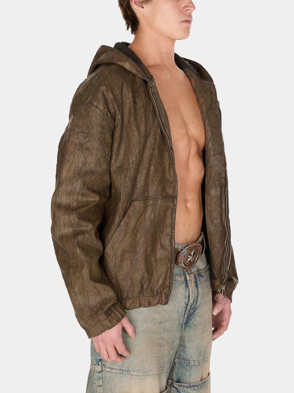 coated denim hooded jacket - Image 5