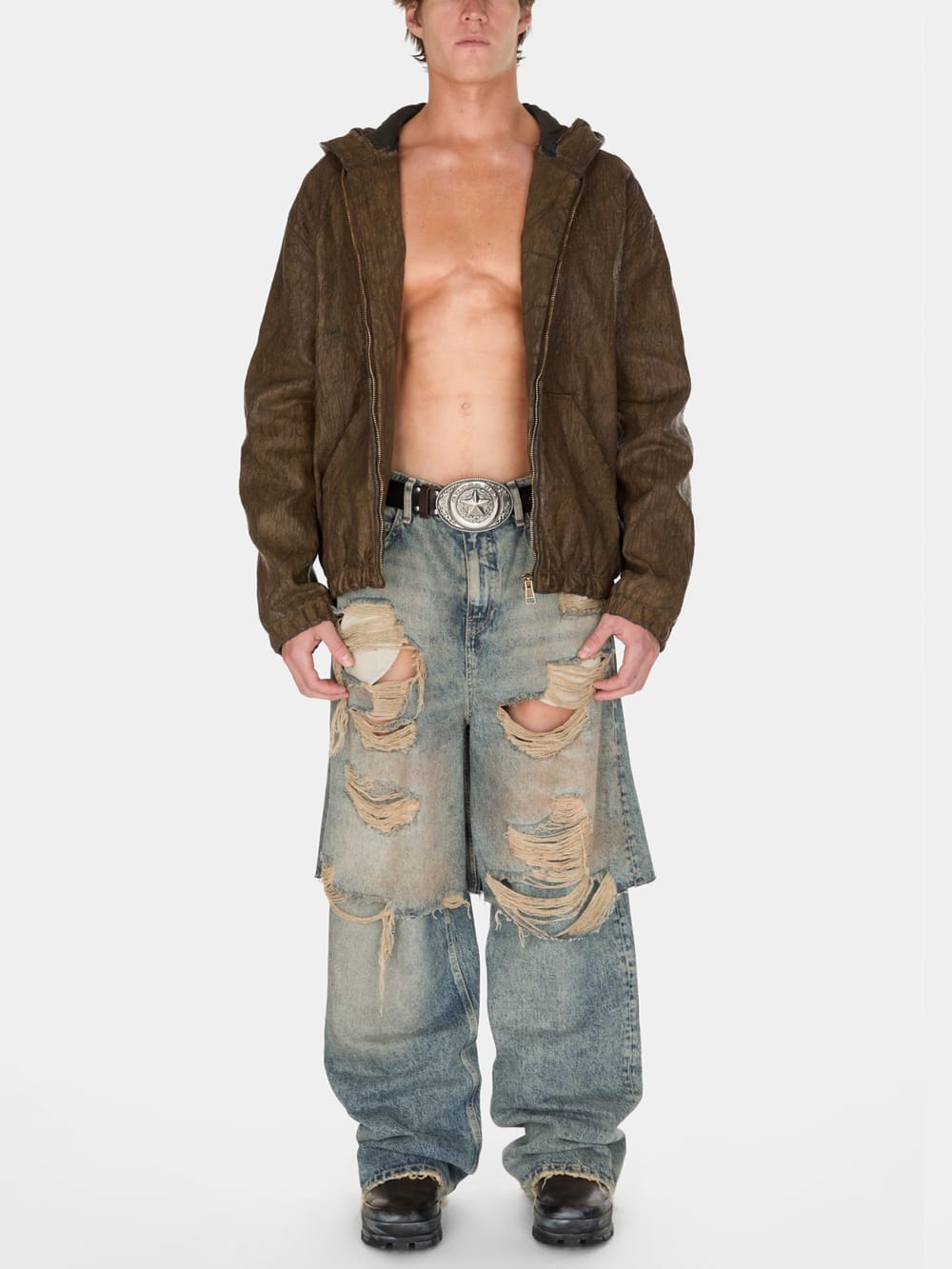 coated denim hooded jacket - Image 7